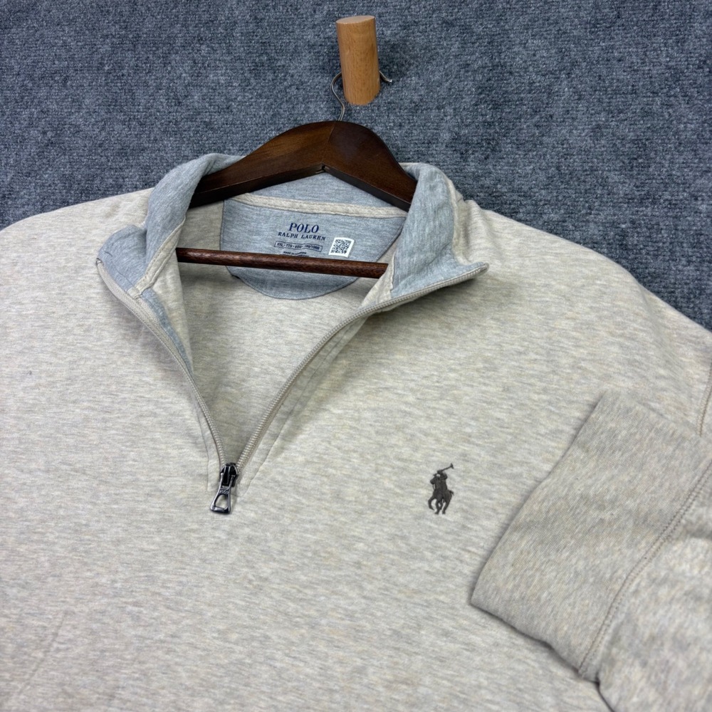 Polo Ralph Lauren Quarter Zip Pullover Mens XXL Oatmeal Heather Pony Logo 0662